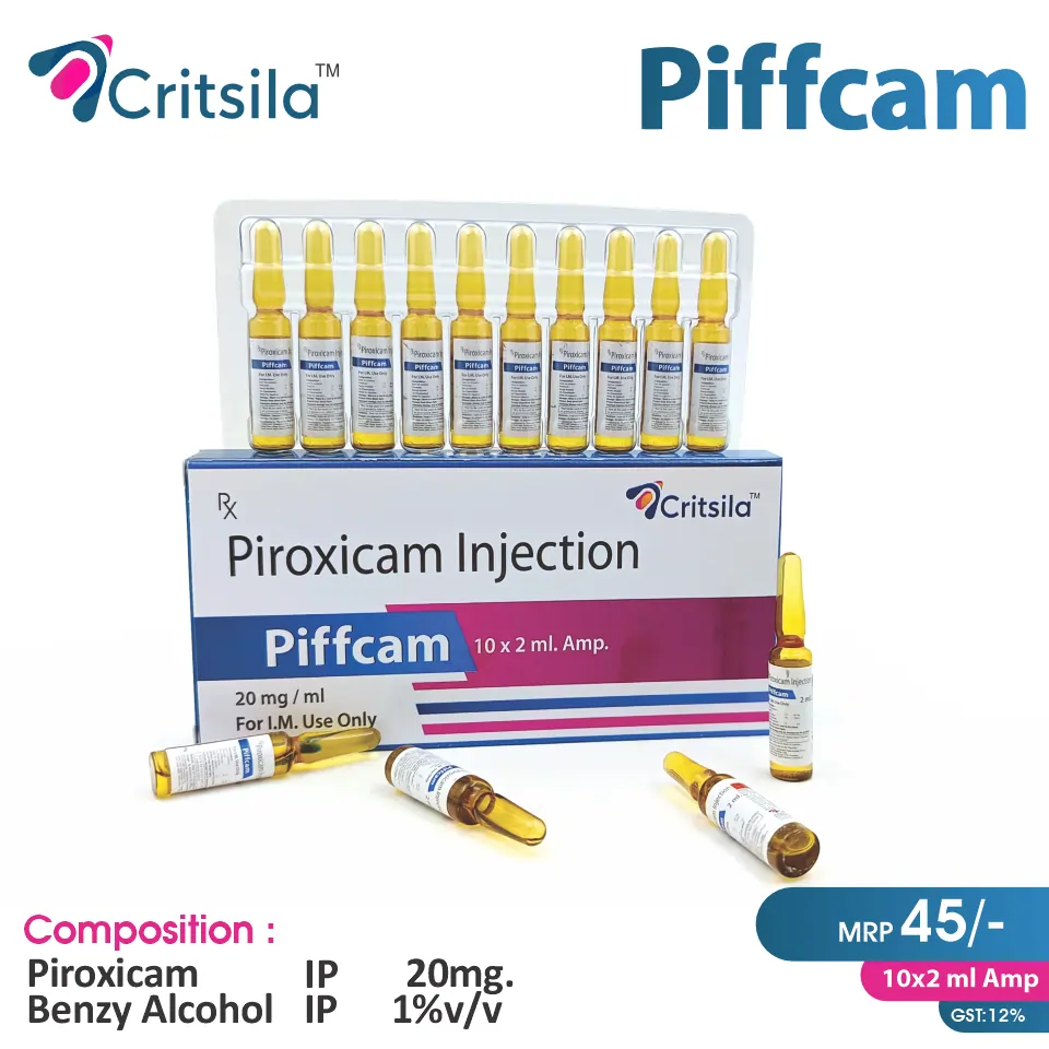 Piroxicam 20mg at the best price in PCD Pharma Franchise for NSAID, Pain Relief, and Inflammation Reduction.